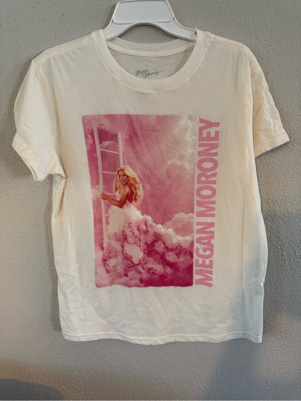 Women's (m) Megan Moroney White Tee with Pink Graphic